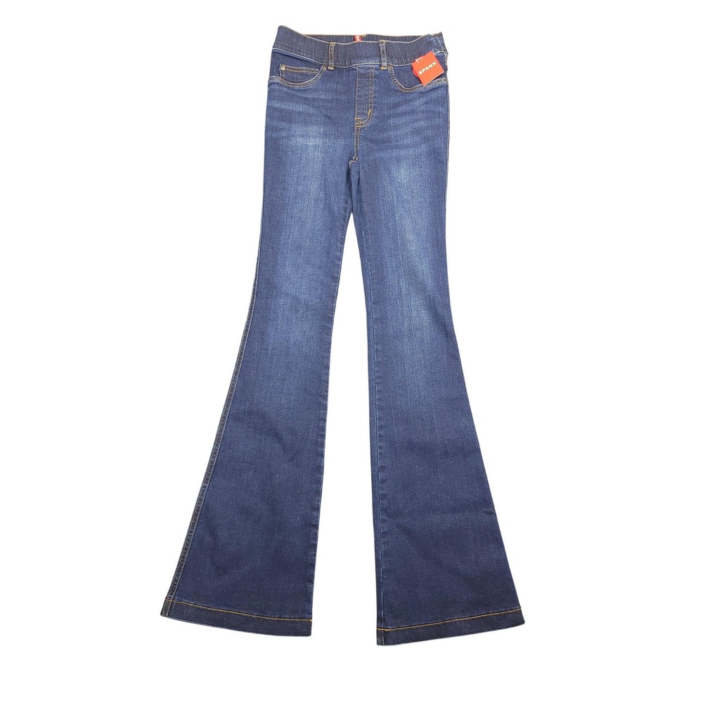Spanx Jeans Womens XS Blue Dark‎ Wash High Rise Flare Leg Stretch Denim Shaping